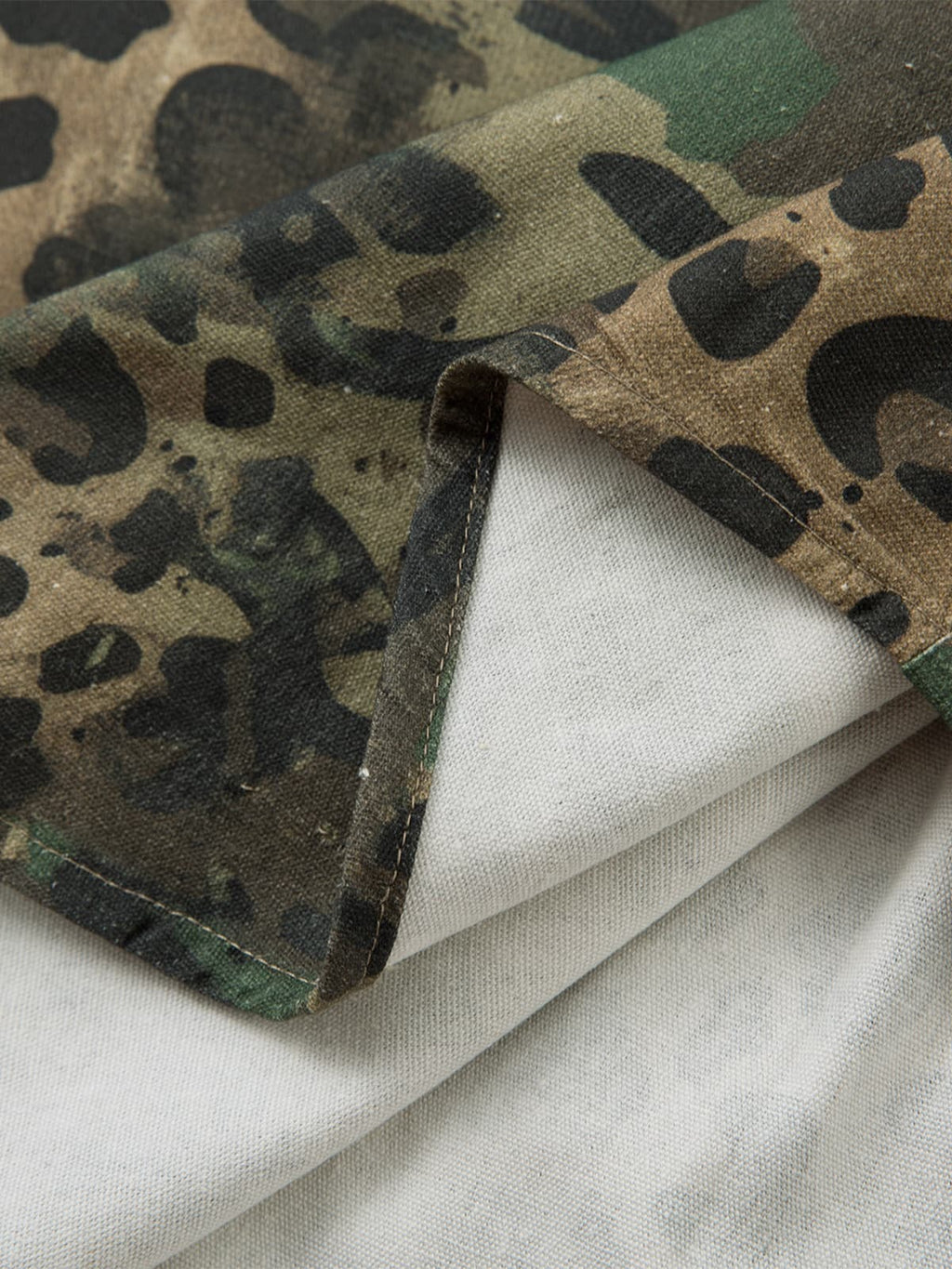 Camo Leopard Patchwork Button Up Shirt