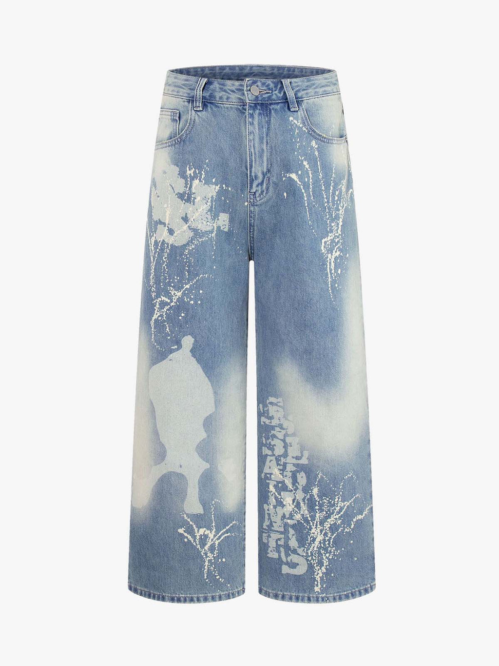 Tie-Dye Distressed Wide Leg Jeans