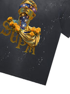 Washed Splash Ink Cosmic Statue Print Galaxy Art T-Shirt