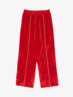 Velour Side Stripe Wide Leg Track Pants