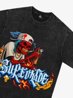 Street Skull Graffiti Artist Flame Flower Font T-Shirt