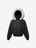 Retro Faux Fur Trimmed Hood Leopard Print Bomber Jacket