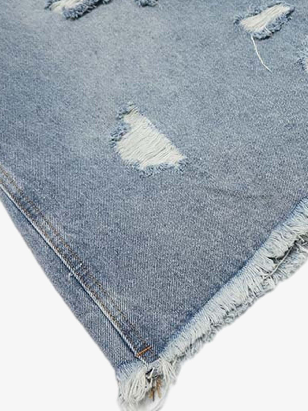Distressed Light Wash Denim Jorts