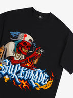 Street Skull Graffiti Artist Flame Flower Font T-Shirt