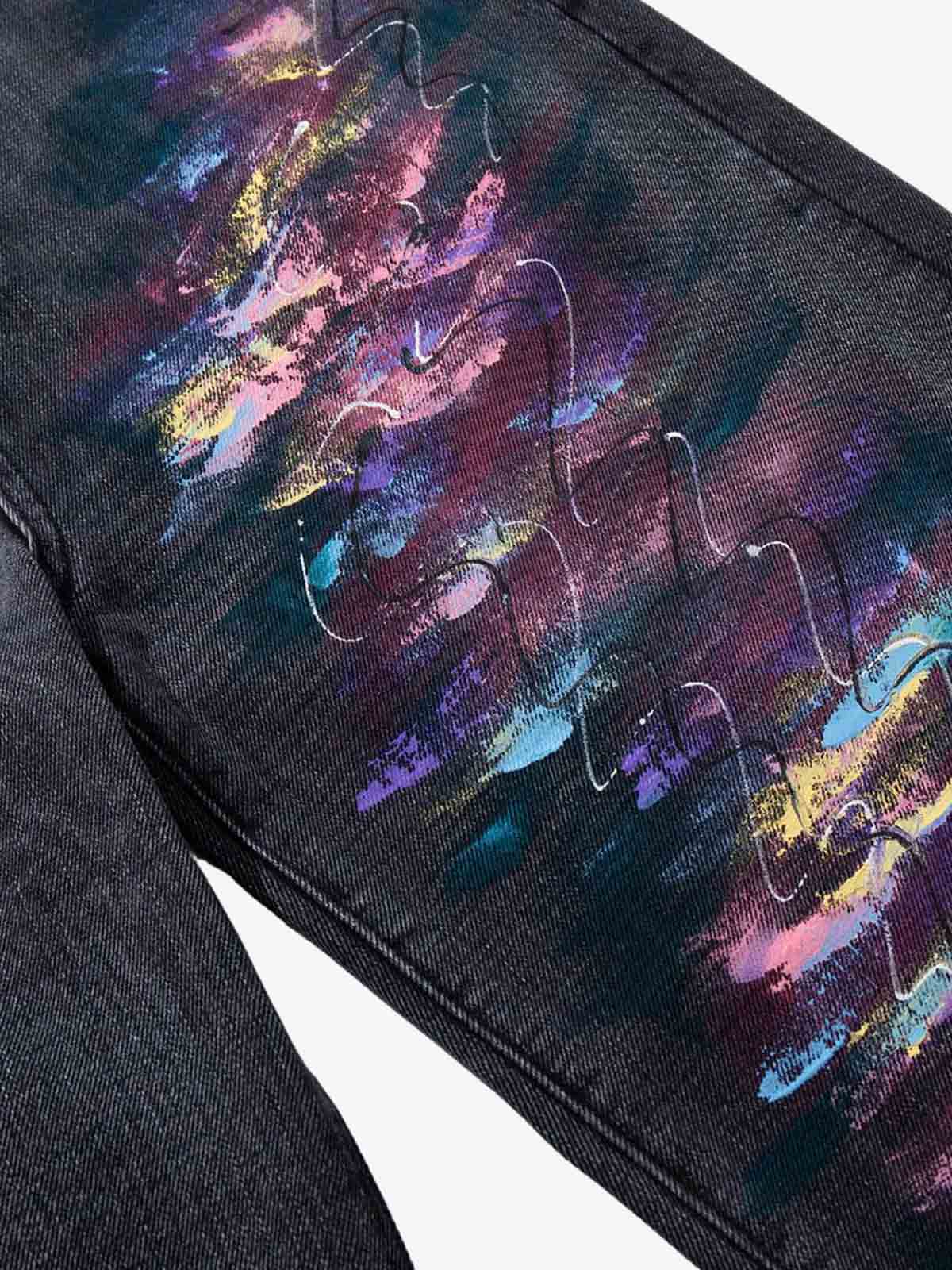 Retro Distressed Colorful Graffiti Art Print Jeans