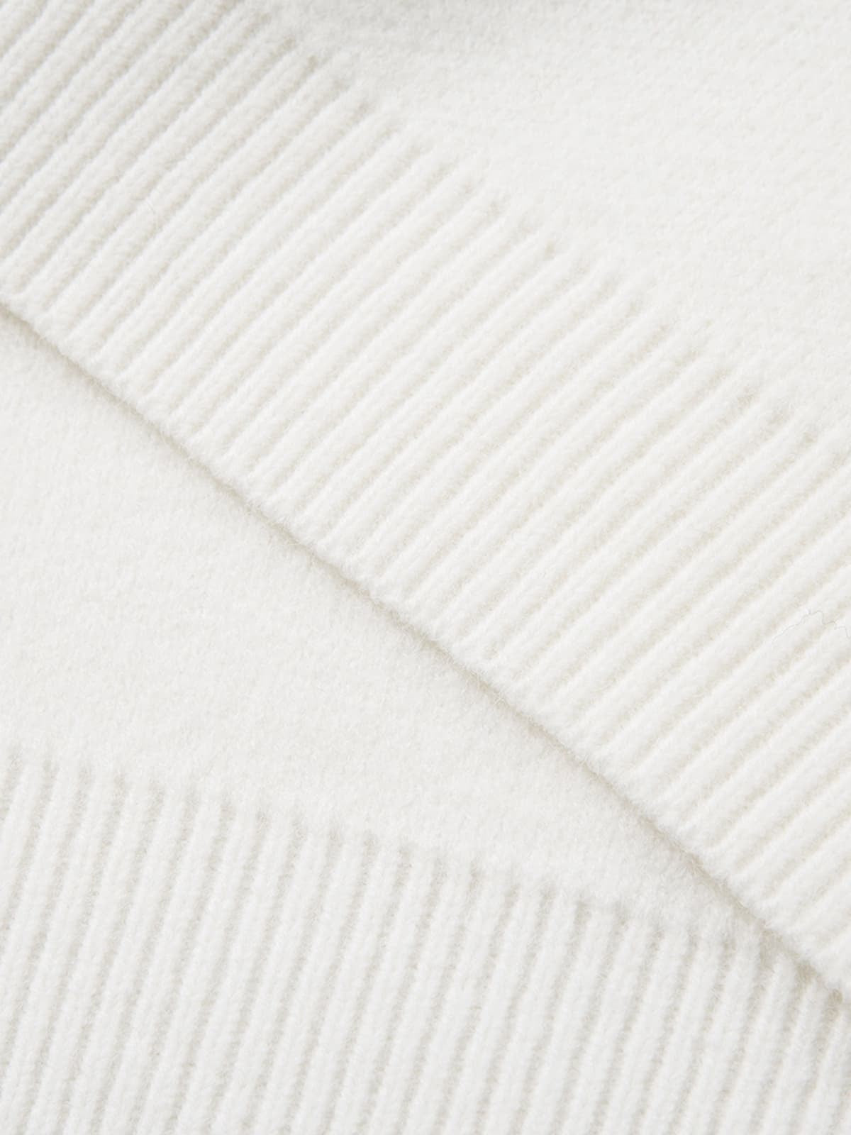 Retro Fuzzy Letter Patch Textured Knit Sweater