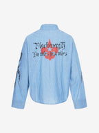 Gothic Embroidered Pinstripe Button-Up Shirt
