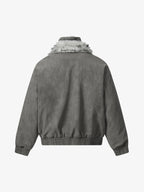 Vintage Dual-layer Collar Fleece-lined Zipper Jacket
