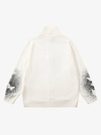 Street Dark Phantom Butterfly Stand-Collar Knit Cardigan Sweater