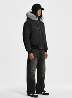 Retro Faux Fur Trimmed Hood Leopard Print Bomber Jacket