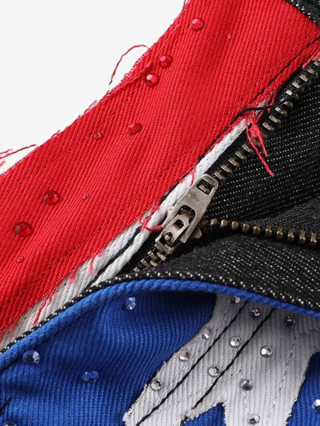 American Flag Patch Rhinestone Baggy Jeans