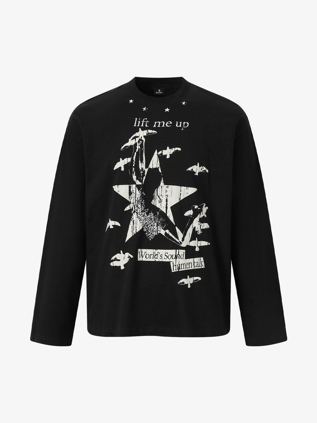 Retro Star Print Long-Sleeved T-Shirt