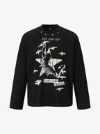 Retro Star Print Long-Sleeved T-Shirt