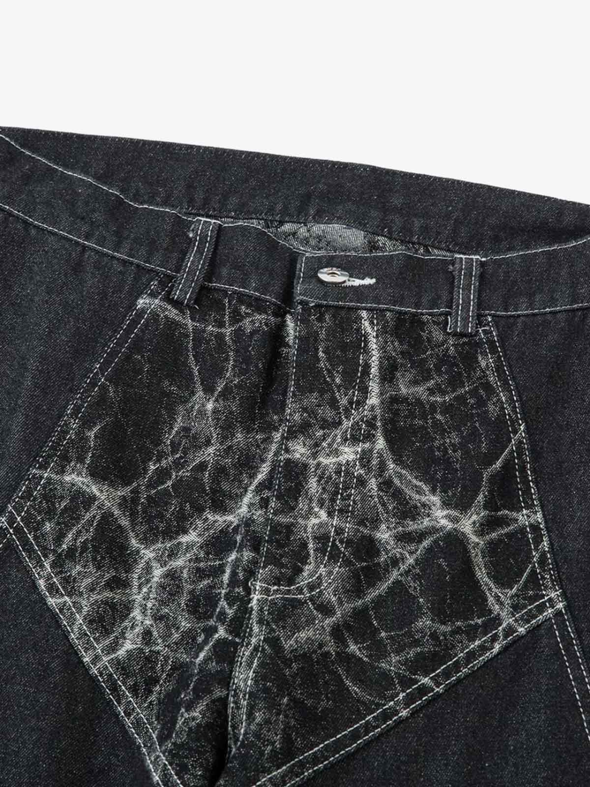 Deconstructed Split Tie-Dye Jeans