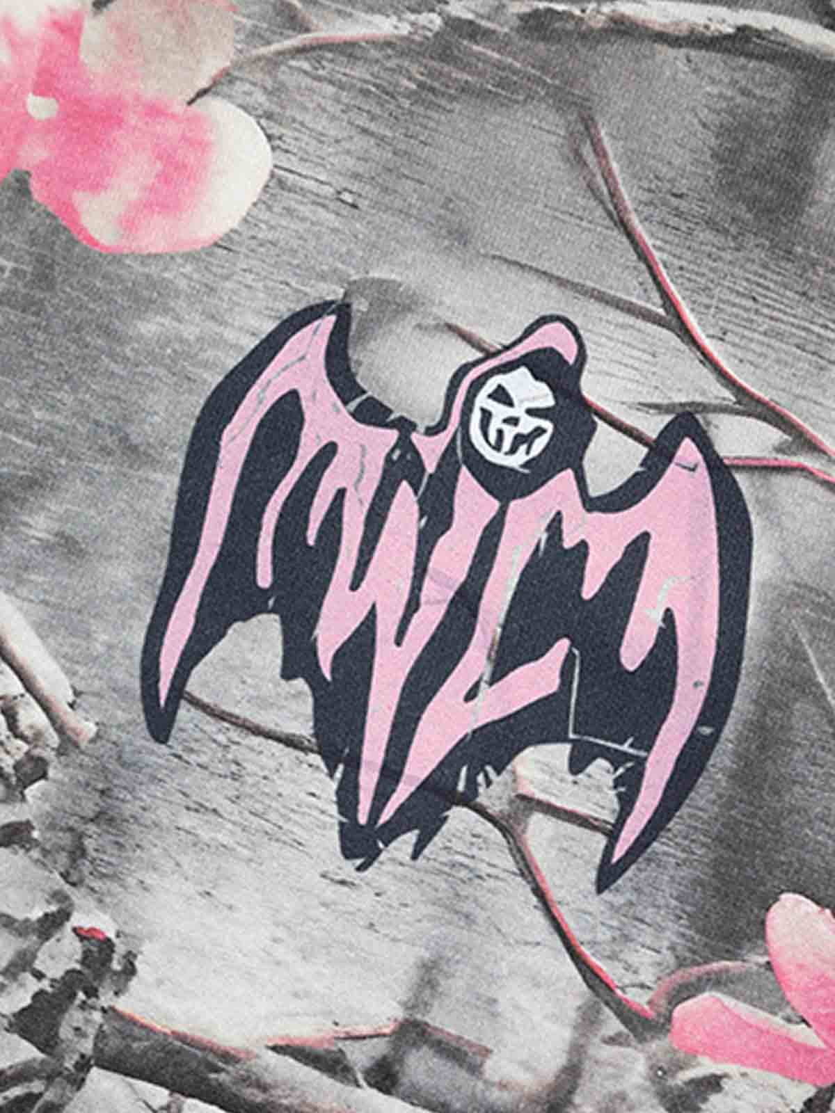 Gothic Devil Graphic Fleece-Lined Wide-Leg Sweatpants