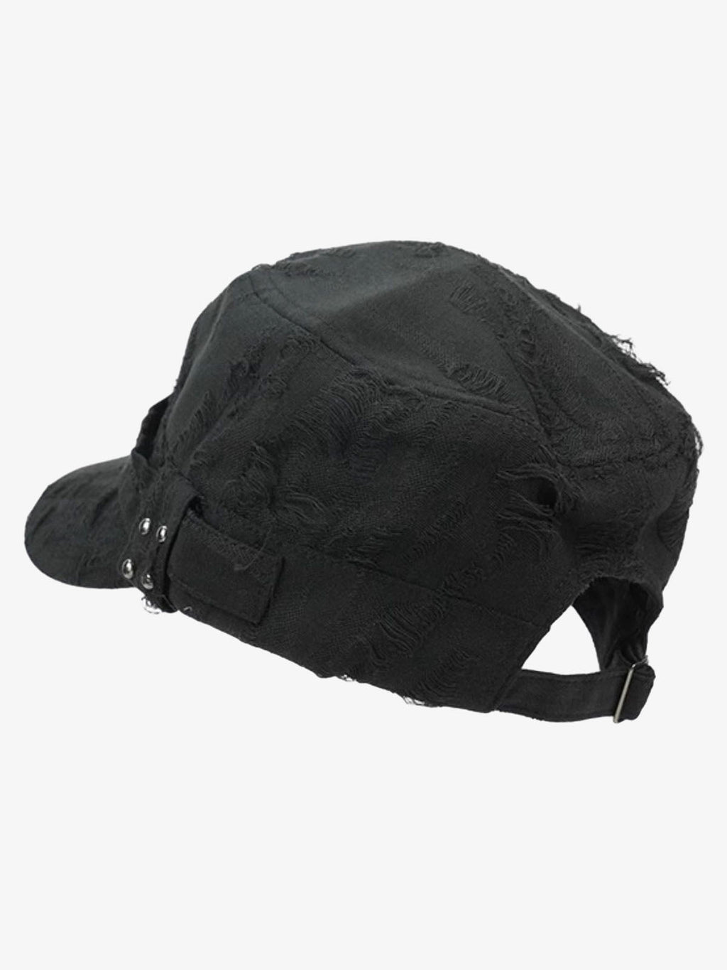 Distressed Stud Detail Cotton Flat Top Cap