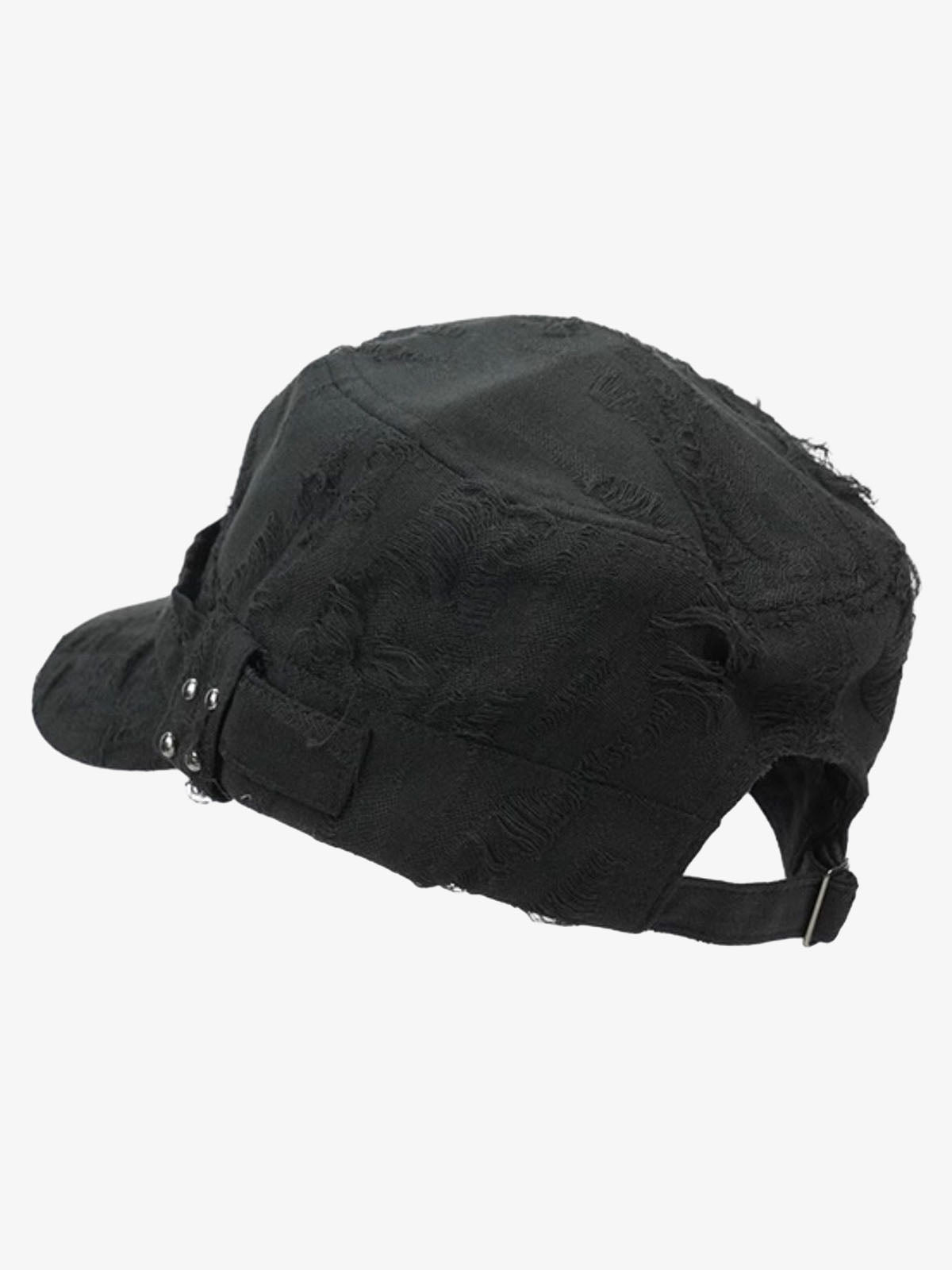 Distressed Stud Detail Cotton Flat Top Cap