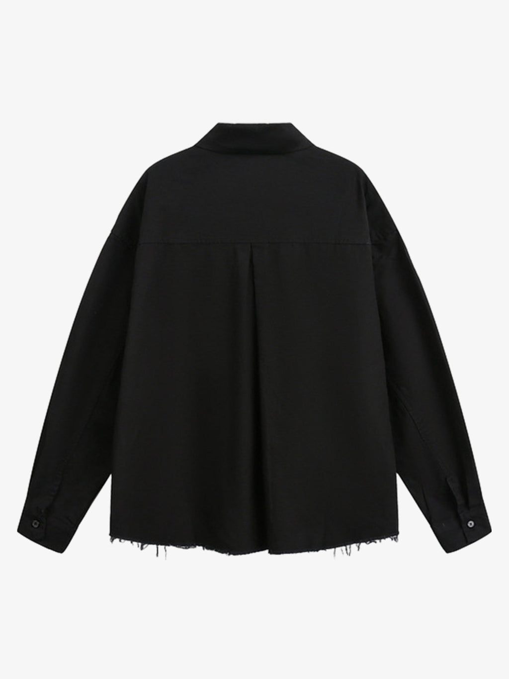Fun Distressed Raw-Edge Printed Long-Sleeved Shirt