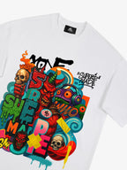 Trendy Multicolor Graffiti Skull Graphic T-Shirt