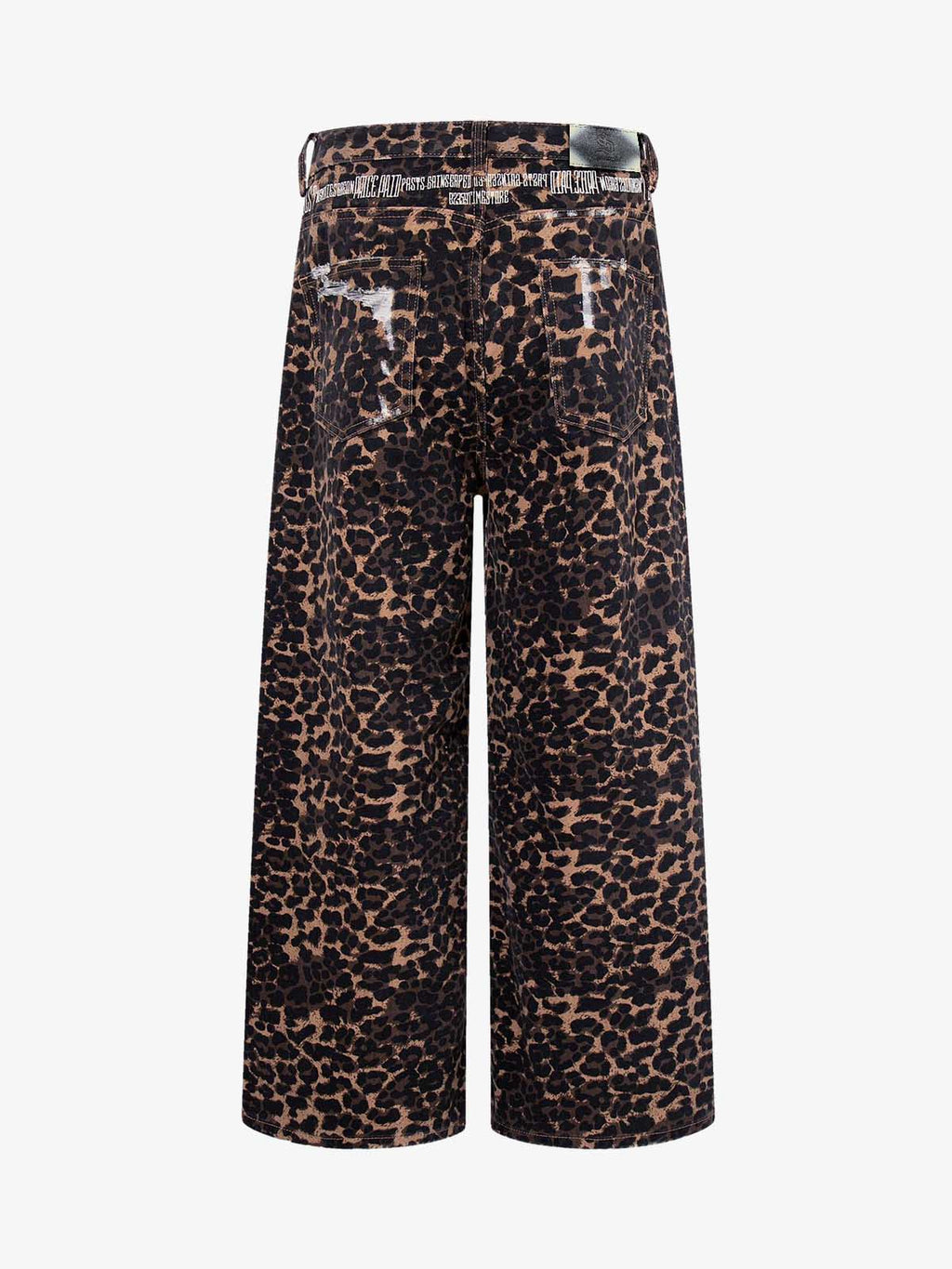 Bold Leopard Print Distressed Wide-Leg Jeans