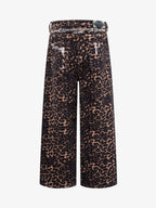 Bold Leopard Print Distressed Wide-Leg Jeans