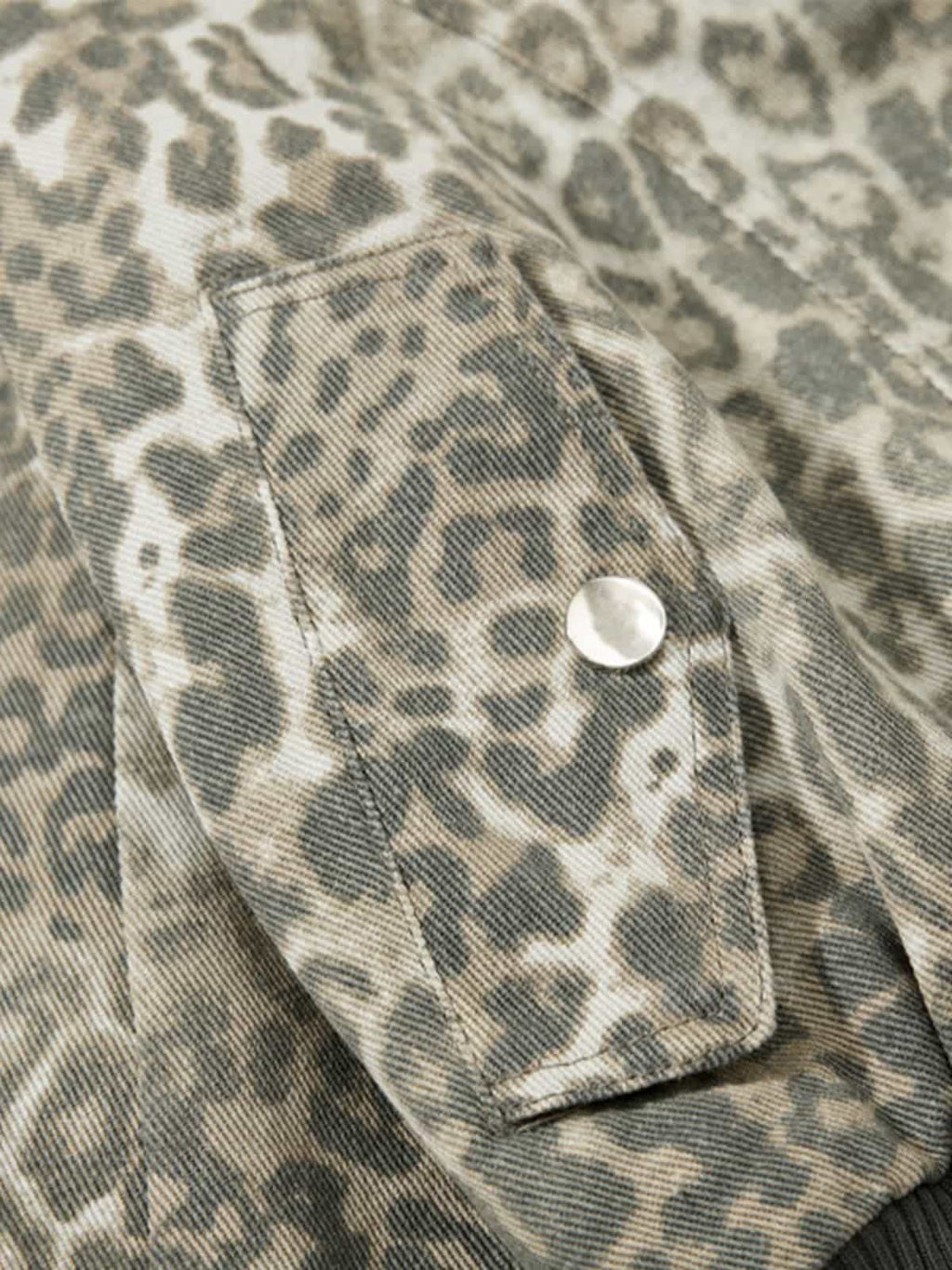 Vintage Leopard Print Bomber Jacket - 2540