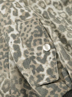 Vintage Leopard Print Bomber Jacket - 2540
