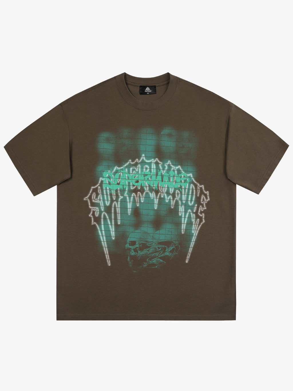 Dark Grid Skull Graphic T-Shirt