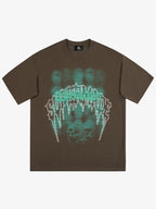 Dark Grid Skull Graphic T-Shirt