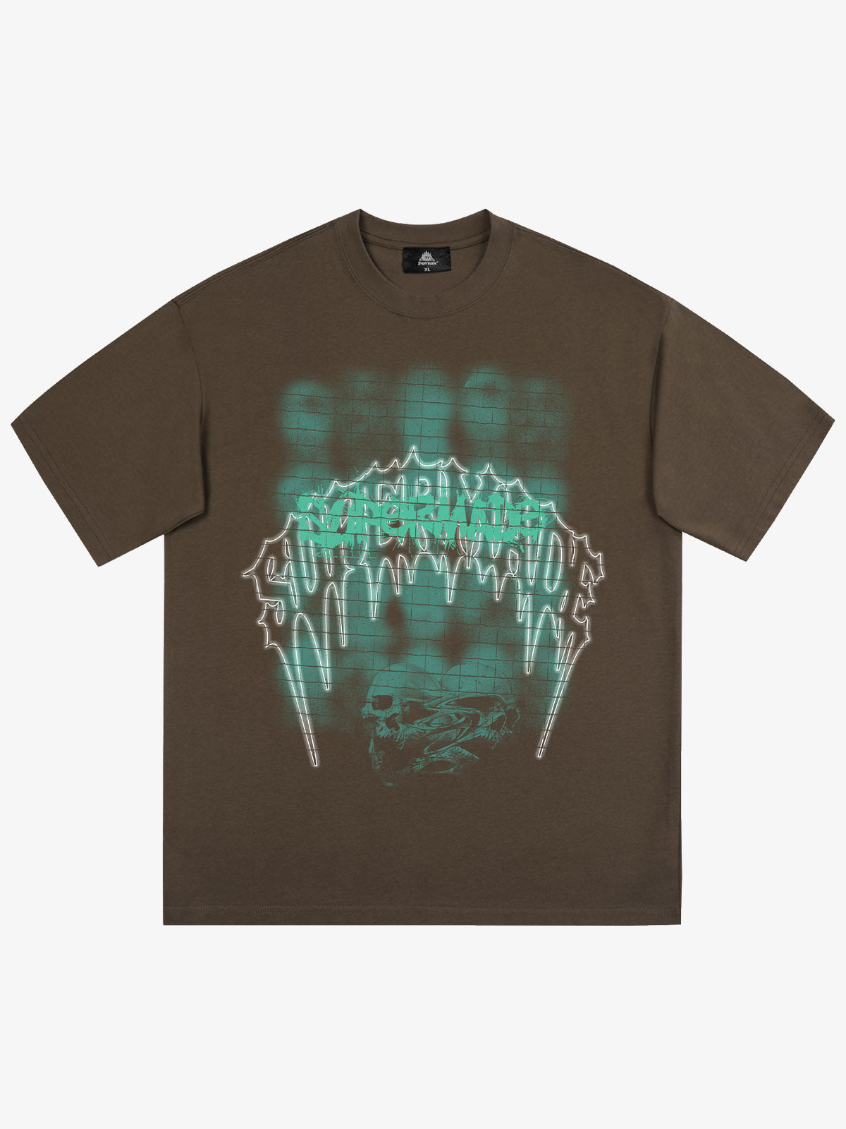Dark Grid Skull Graphic T-Shirt