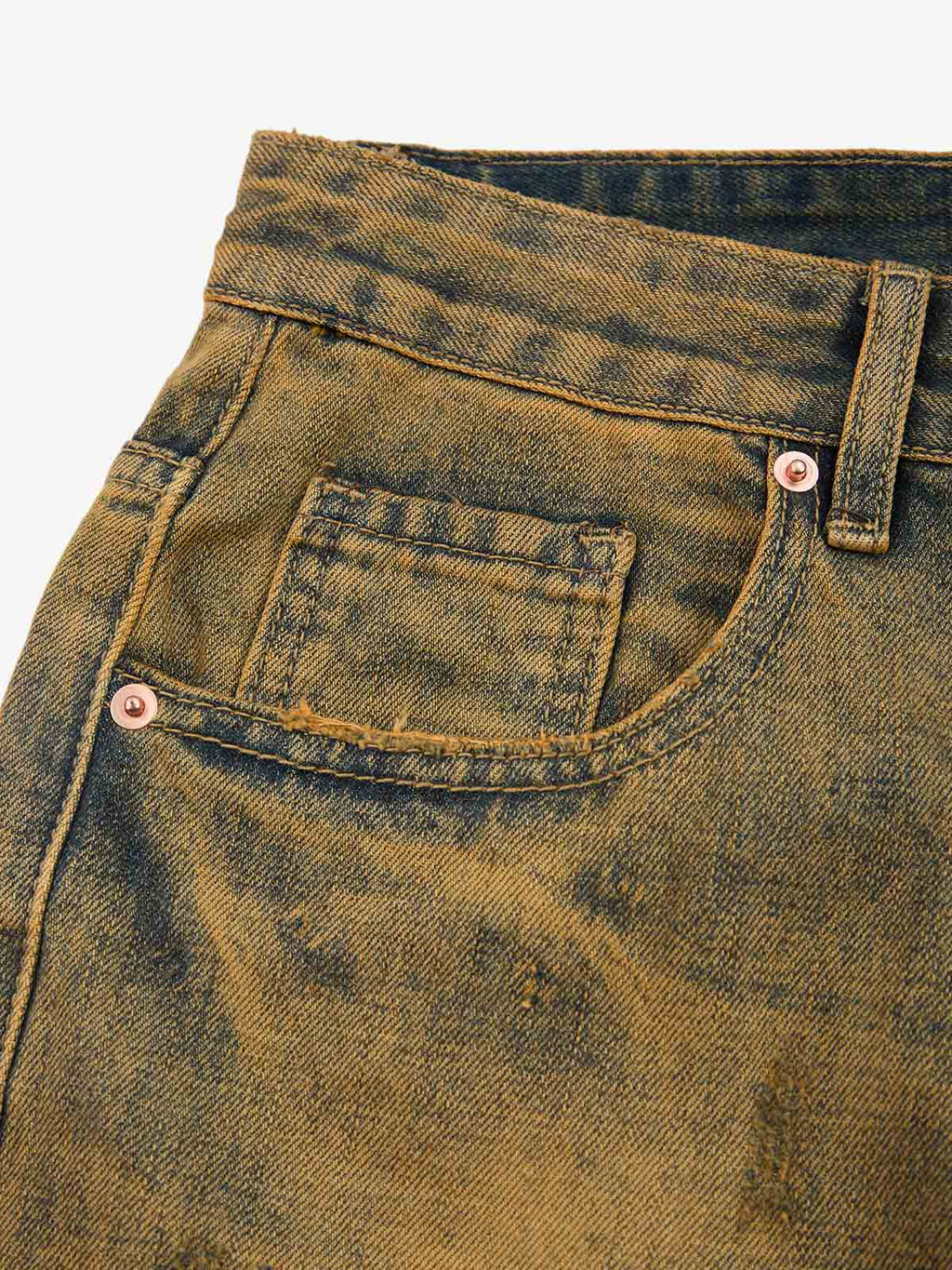 Burnt Orange Distressed Denim Shorts