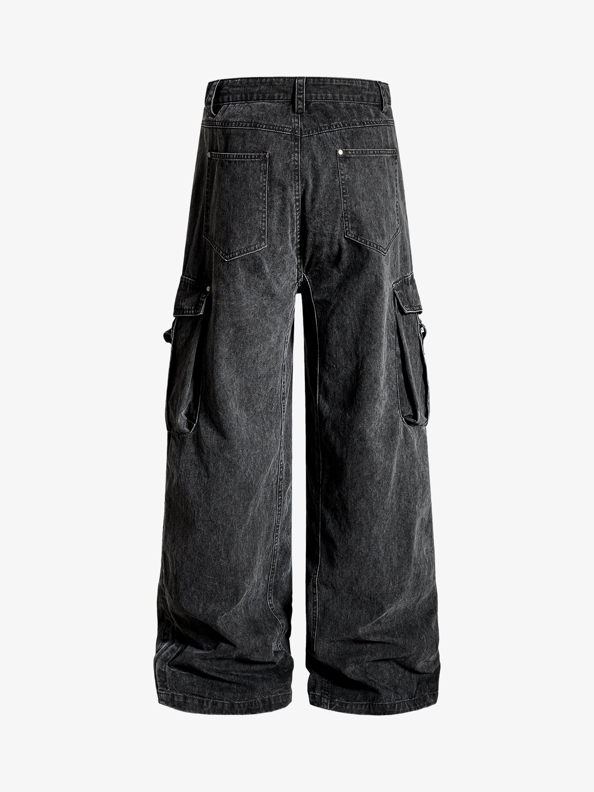 Washed Cotton Multi-Pocket Ruched Cargo Pants