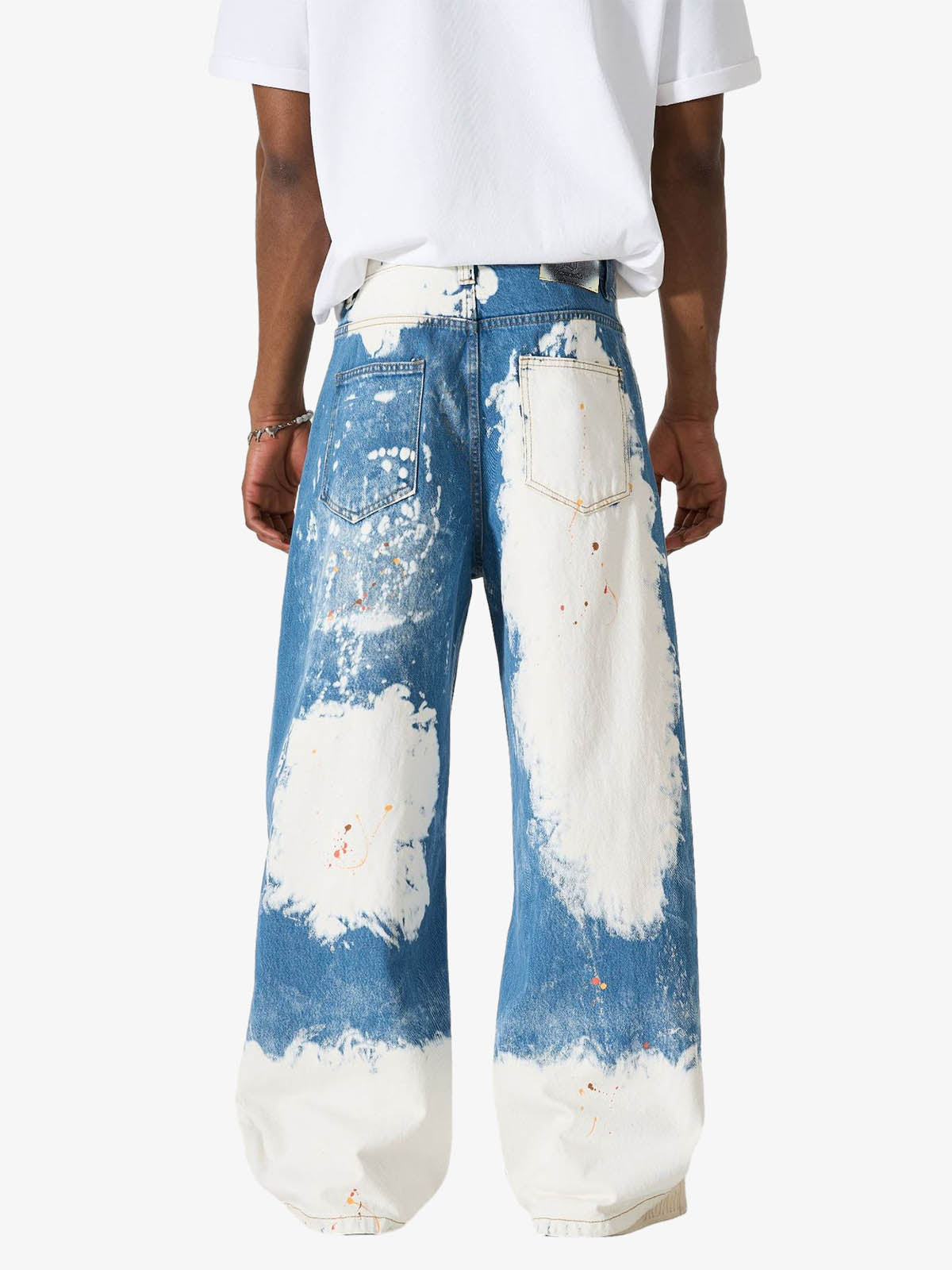 Bleached Paint Splatter Graphic Jeans