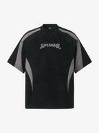 Suede Panel Embroidered Logo Short Sleeve T-Shirt