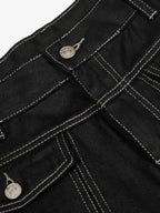 Contrast Stitch High-Waist Wide-Leg Barrel Jeans
