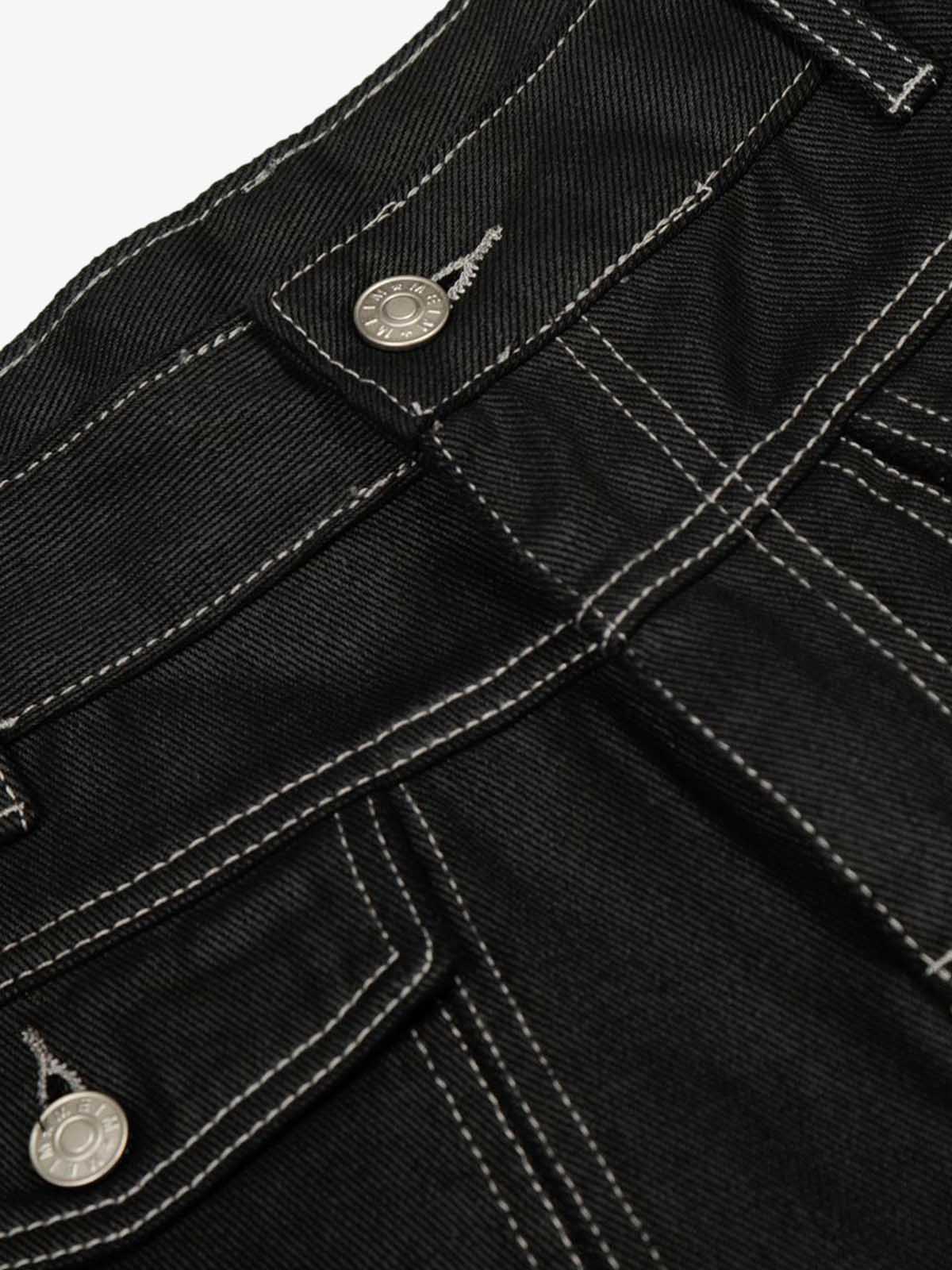 Contrast Stitch High-Waist Wide-Leg Barrel Jeans