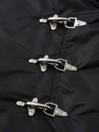 Detachable Faux Fur Collar Ruched Sleeve Bomber Jacket