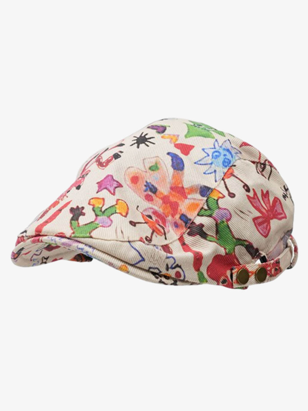 Graffiti Doodle Print Cotton Newsboy Cap