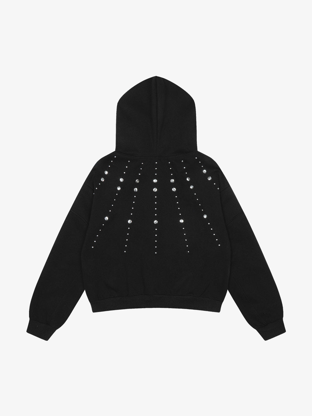 Cropped Metal Stud Zip Up Hoodie