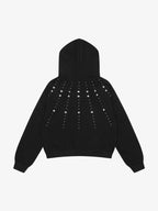Cropped Metal Stud Zip Up Hoodie