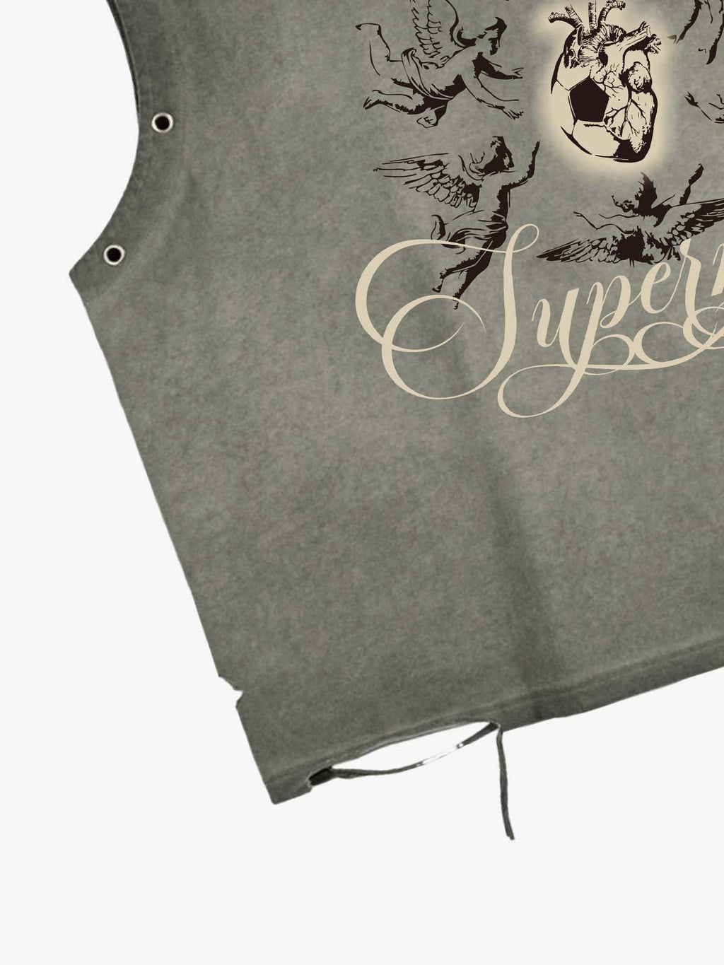 Vintage Washed Cherub Soccer Heart Graphic Sleeveless T-Shirt