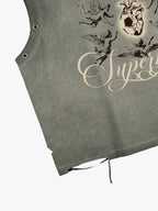 Vintage Washed Cherub Soccer Heart Graphic Sleeveless T-Shirt