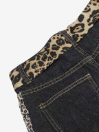 Leopard Side Panel Tie Belt Denim Barrel Jeans
