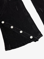 Vintage Washed Asymmetric Panel Stitch Jeans
