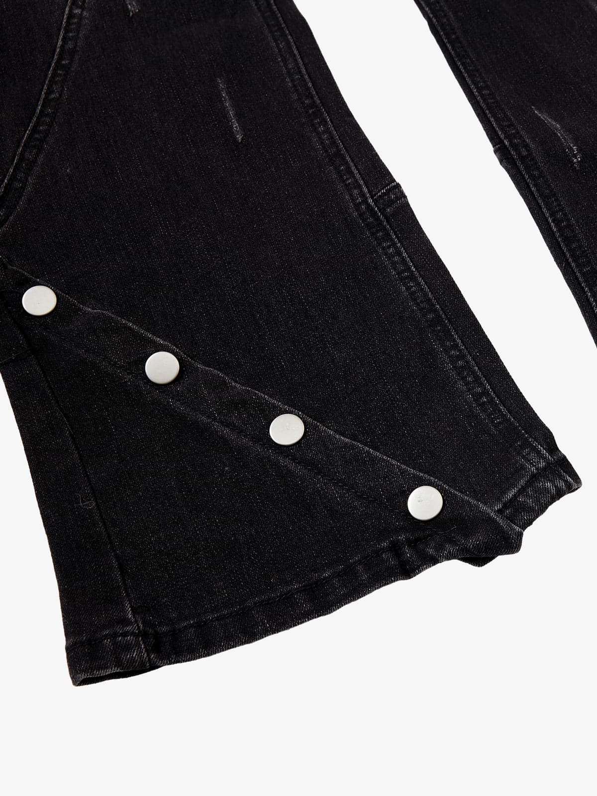 Vintage Washed Asymmetric Panel Stitch Jeans