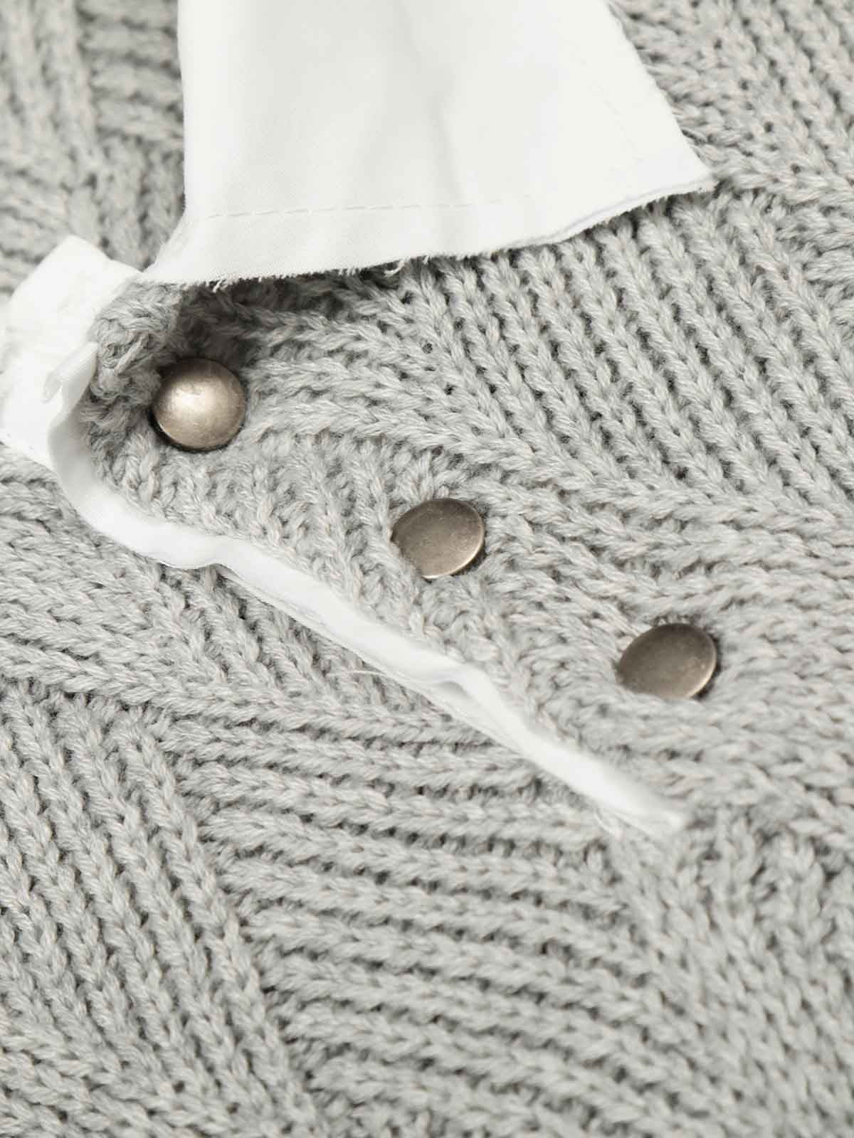 Retro Contrast Collar Embroidery Knit Sweater