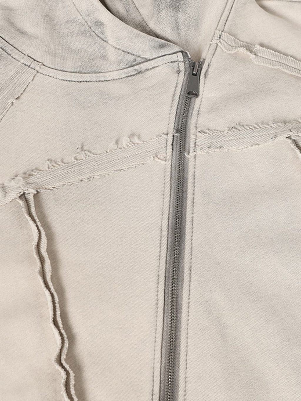 Retro Asymmetric Zip Up Deconstructed Hoodie