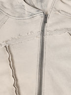 Retro Asymmetric Zip Up Deconstructed Hoodie
