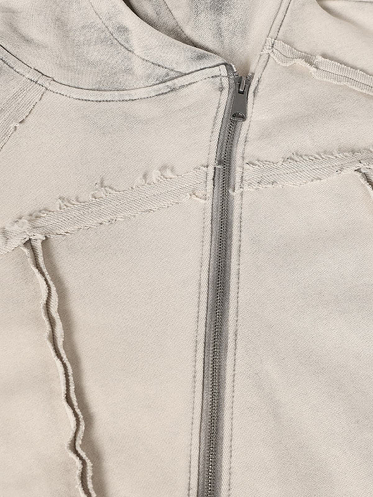 Retro Asymmetric Zip Up Deconstructed Hoodie