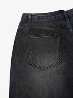 Vintage Barbed Wire Embroidery Distressed Washed Denim Jorts